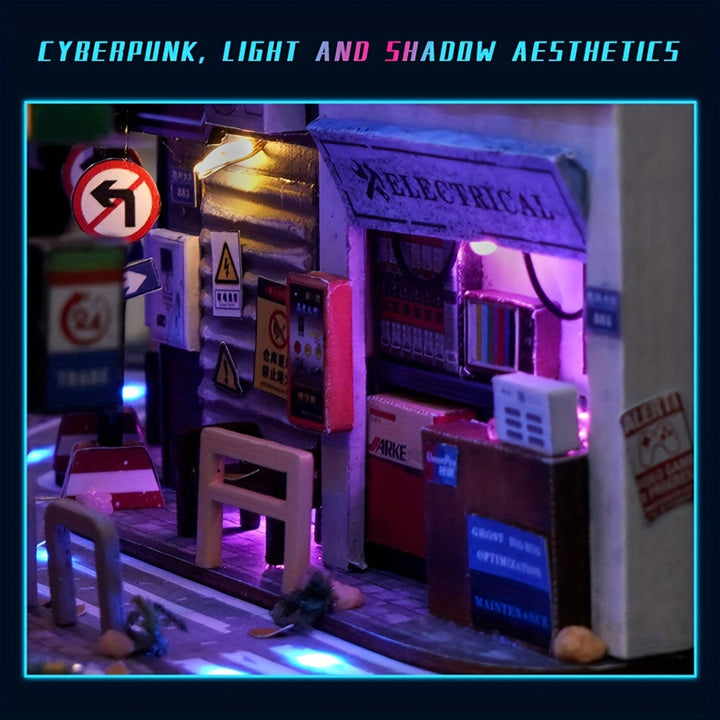 Cyberpunk gør-det-selv-skabskit – 3D-model til boligindretning med belysning