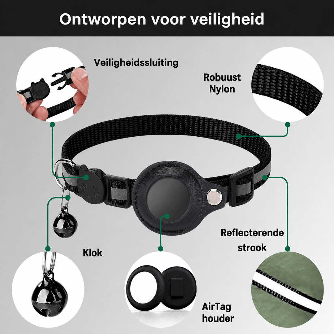Katehalsbånd med GPS og refleks, justerbart