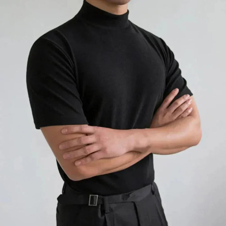 Herre T-shirt med høj krave