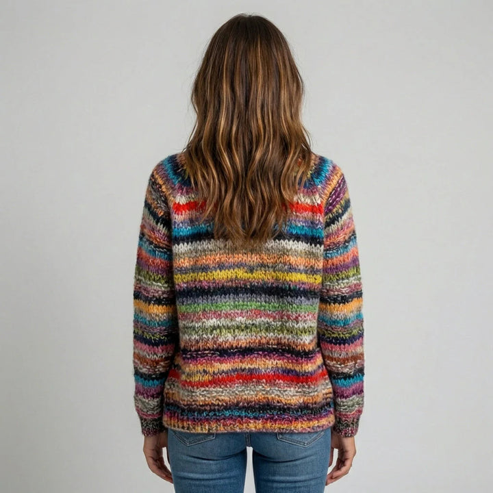 Farverig strikket cardigan