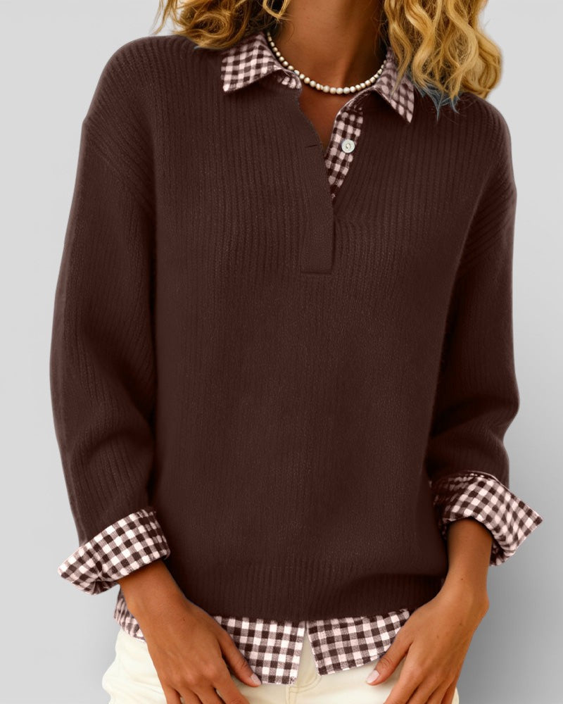 Smart strikket sweater med V-hals