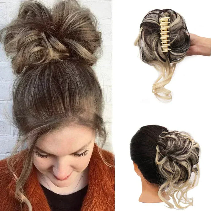 Krøllet chignon – clip-in hairextensions med volumen og naturligt udseende