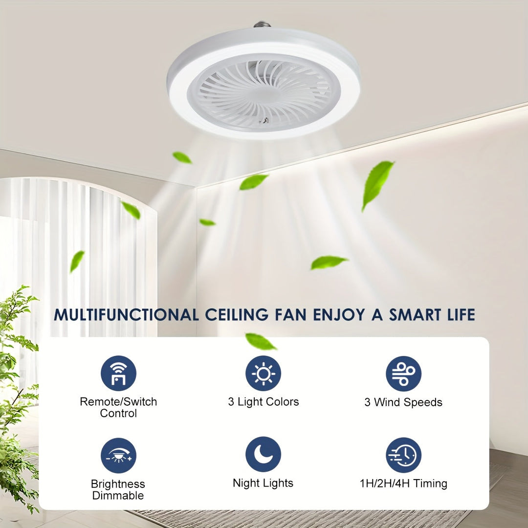 Slank LED-loftsventilator med lys – dæmpbar og lydsvag