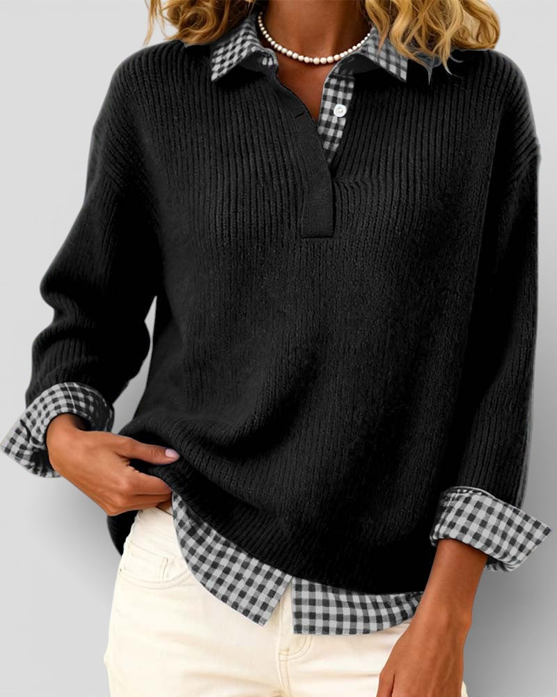 Smart strikket sweater med V-hals