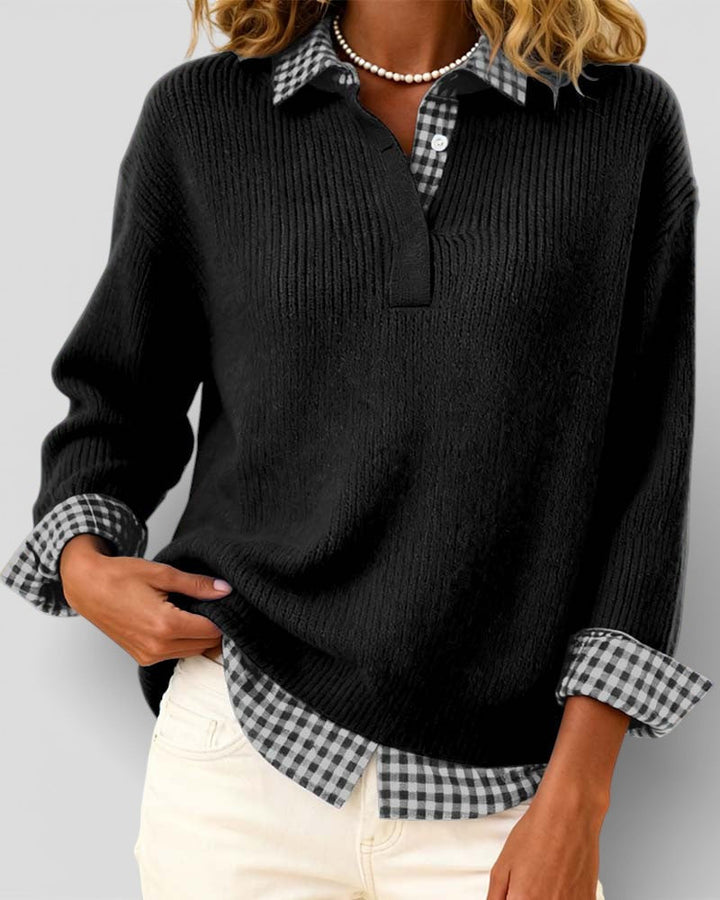 Smart strikket sweater med V-hals
