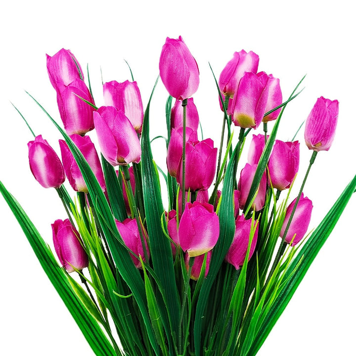 Sæt med 6 buketter kunstige tulipaner – UV-bestandige og realistiske til have- og indendørsdekoration