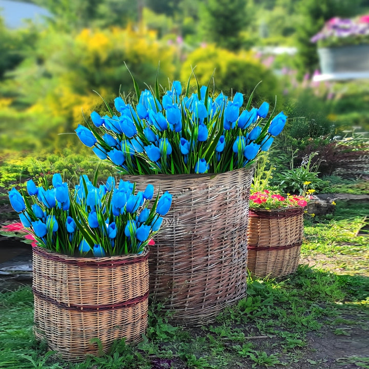 Sæt med 6 buketter kunstige tulipaner – UV-bestandige og realistiske til have- og indendørsdekoration