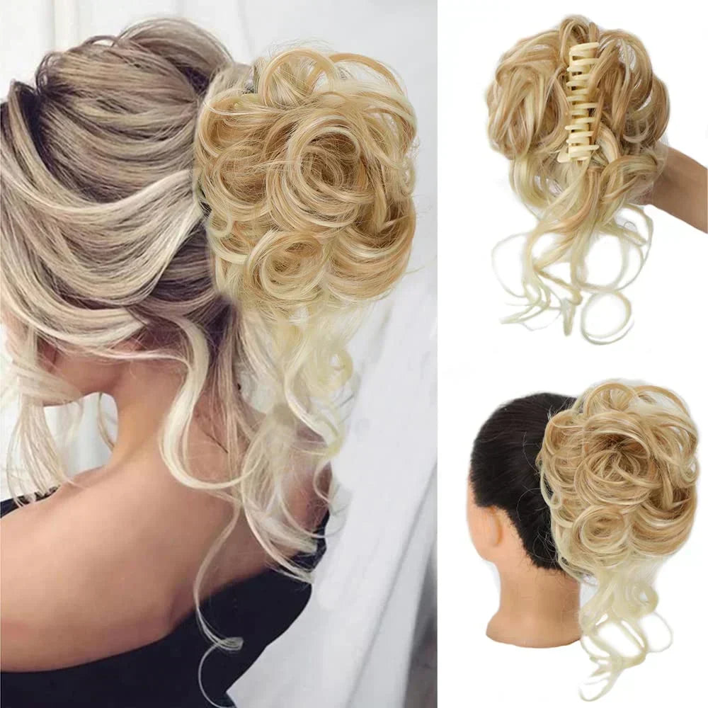 Krøllet chignon – clip-in hairextensions med volumen og naturligt udseende