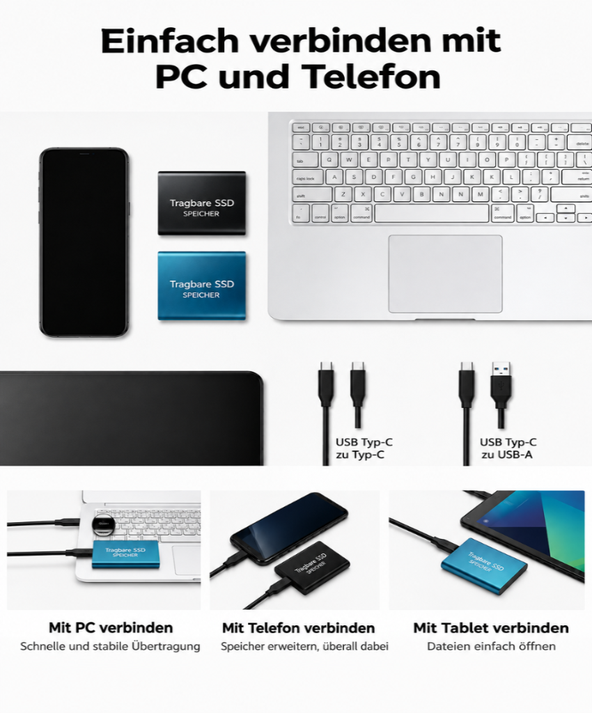 Ekstern 128 TB SSD – kompakt, hurtig og bærbar