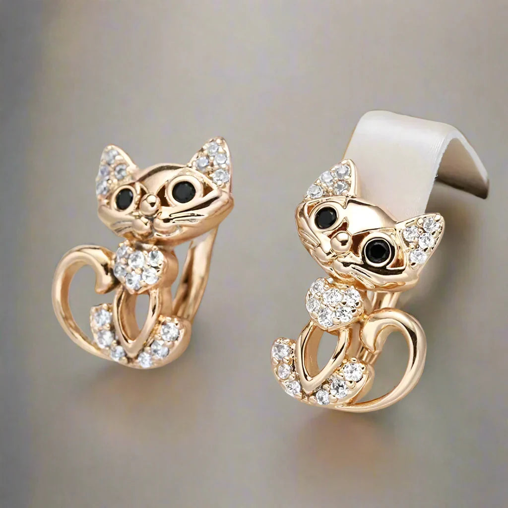 Elegante Zirkonia Kitty Øreringe