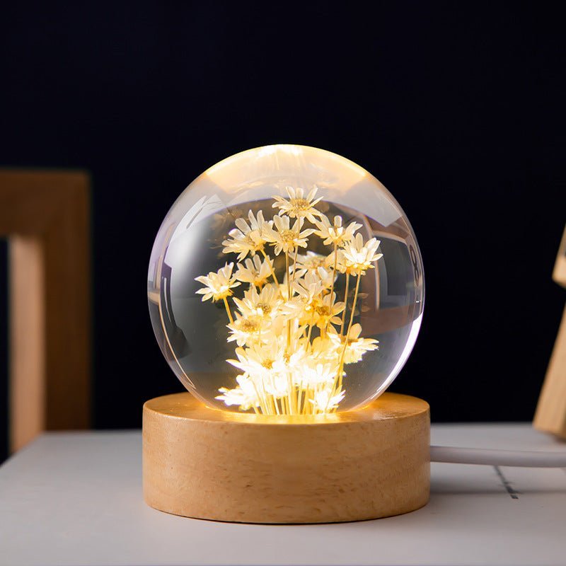 Krystalkuglelampe med evige blomster – Lumora