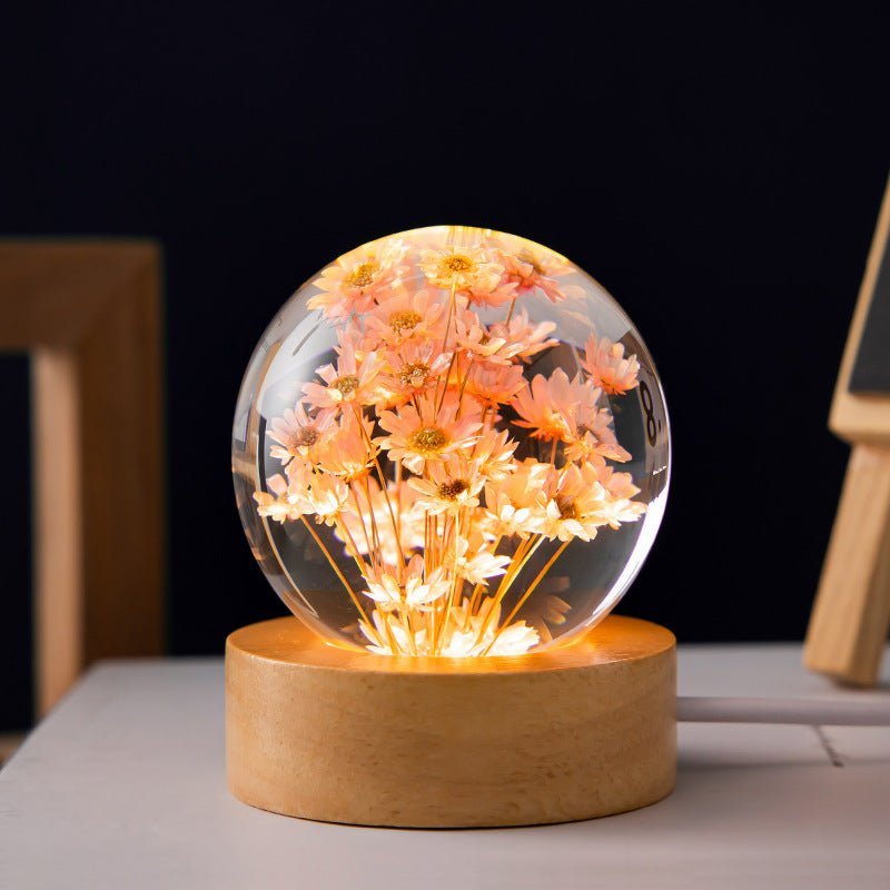 Krystalkuglelampe med evige blomster – Lumora