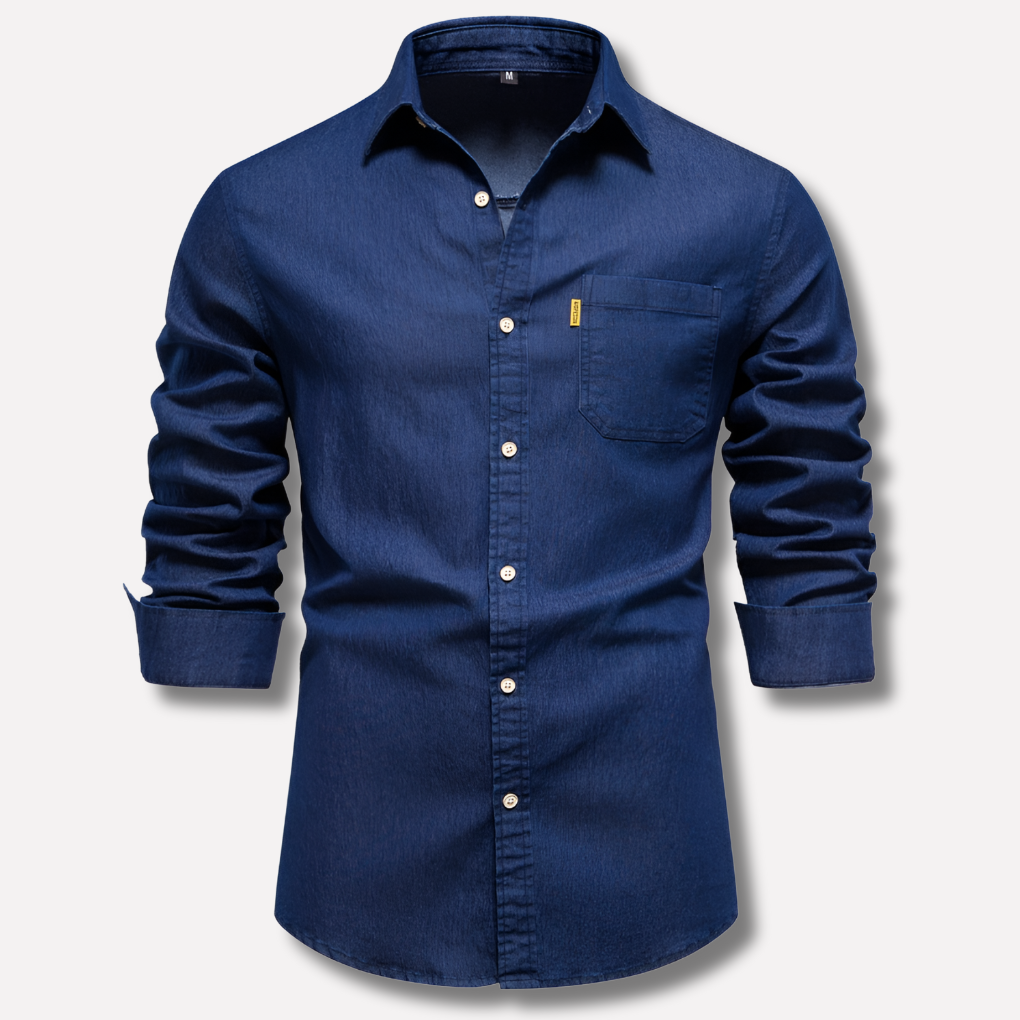 Herre langærmet denimskjorte