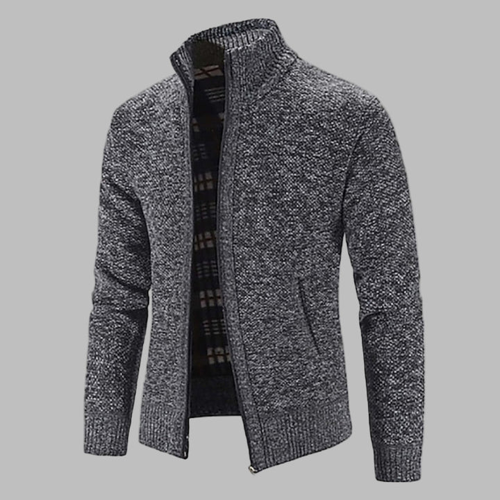 Stilfuld strikket sweater med lynlås til mænd