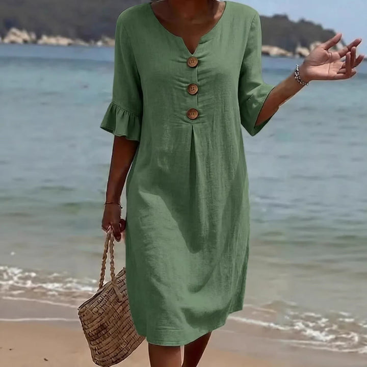 Summer Womens Solid Colored Cotton Dress