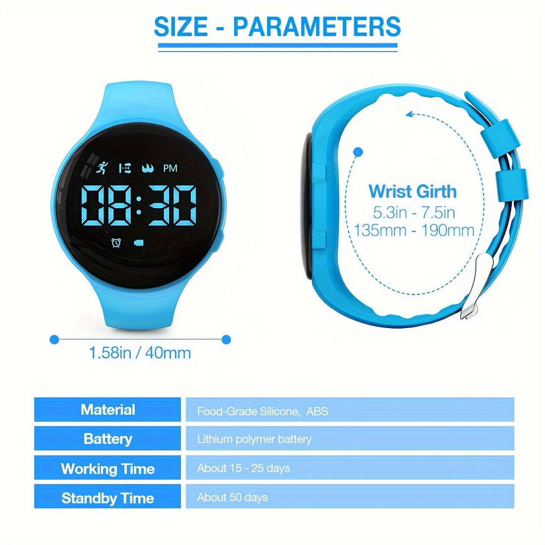 Digitalt LED-ur med skridttæller og vibrationsalarm – fitness-tracker til børn
