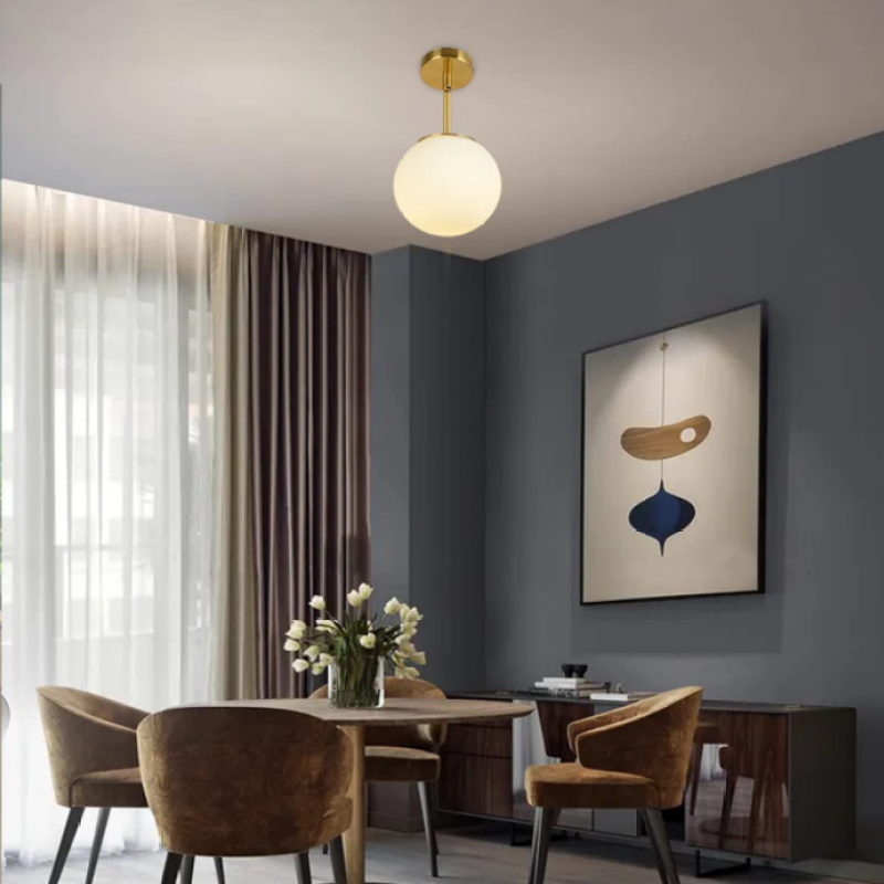Valentina moderne LED-loftlampe, kugle, guld, soveværelse/stue