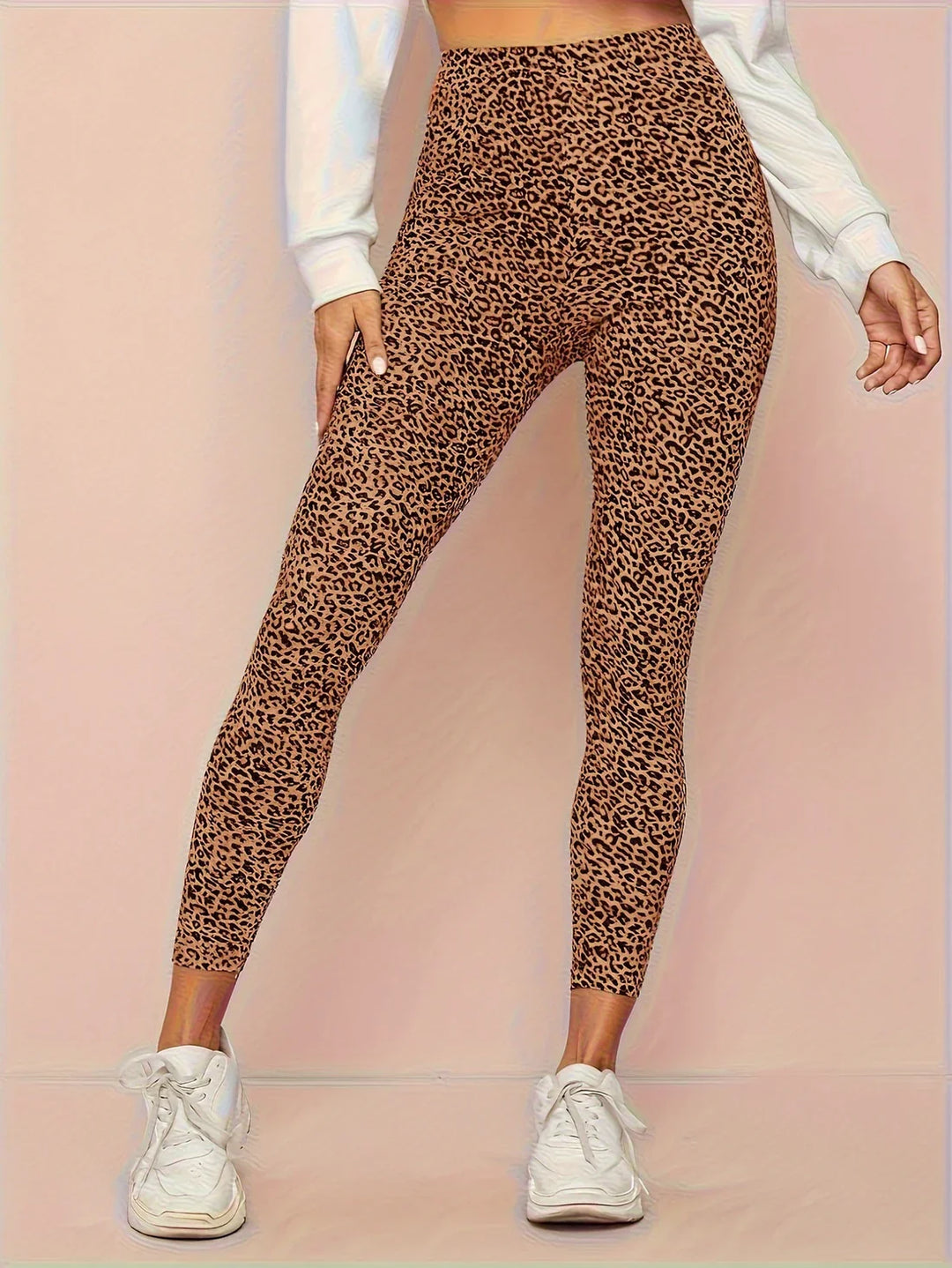 Leopard Print Højtaljede Leggings til Kvinder