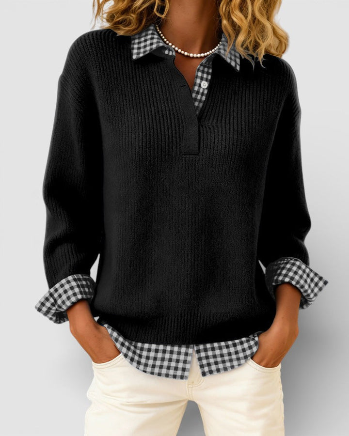Smart strikket sweater med V-hals