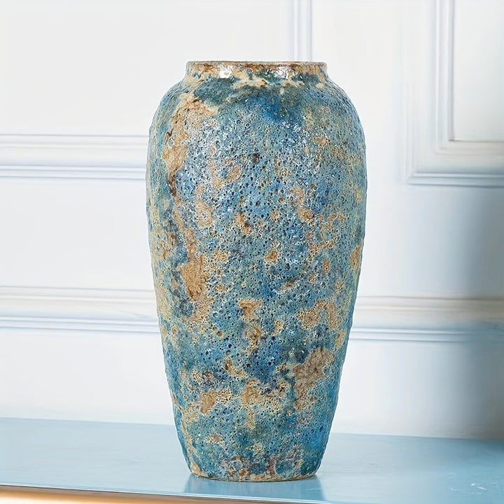 Unik vintage keramikvase – håndlavet blå terracotta til et autentisk look