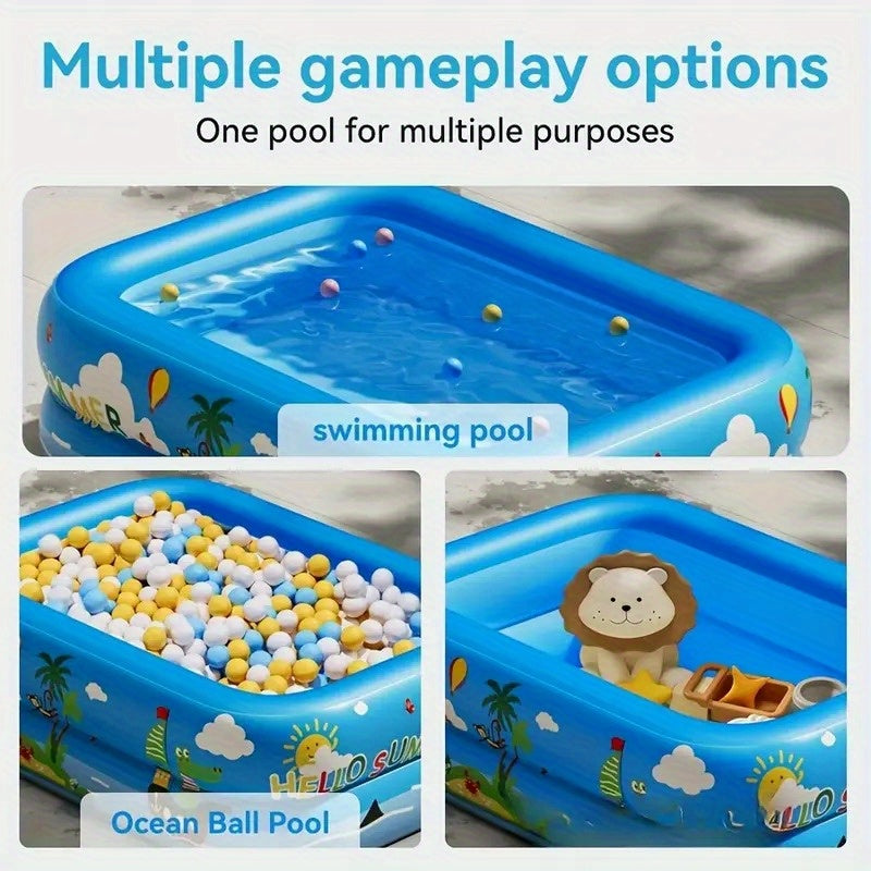 Oppustelig børnepool Ocean Splash – Kraftig PVC til sjov i haven