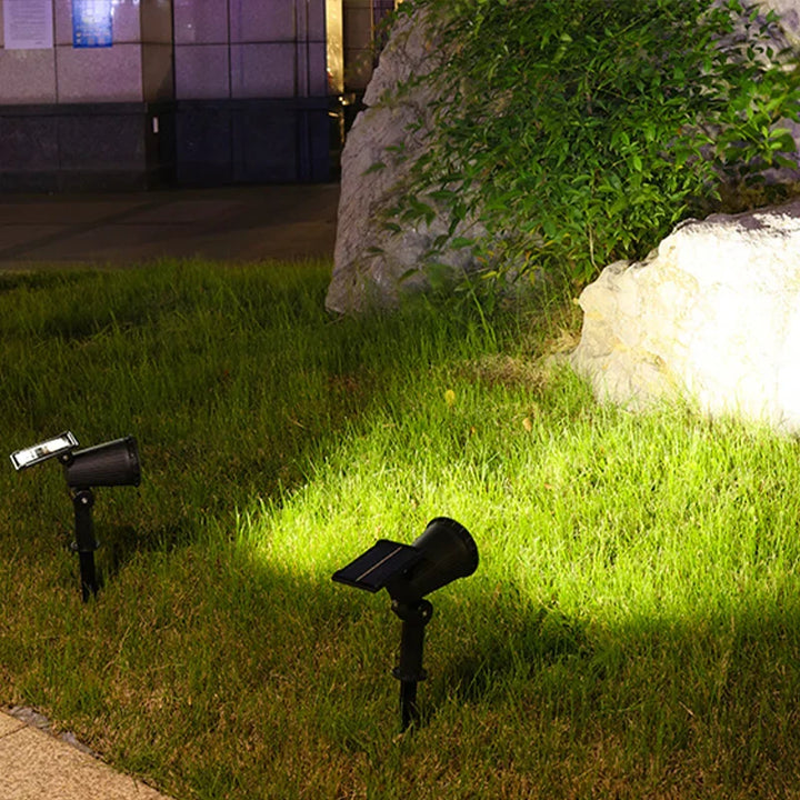 LED-havelampe med solcellereflektor og skumringssensor