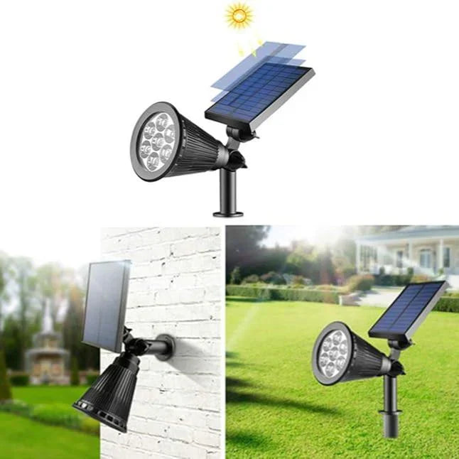 LED-havelampe med solcellereflektor og skumringssensor