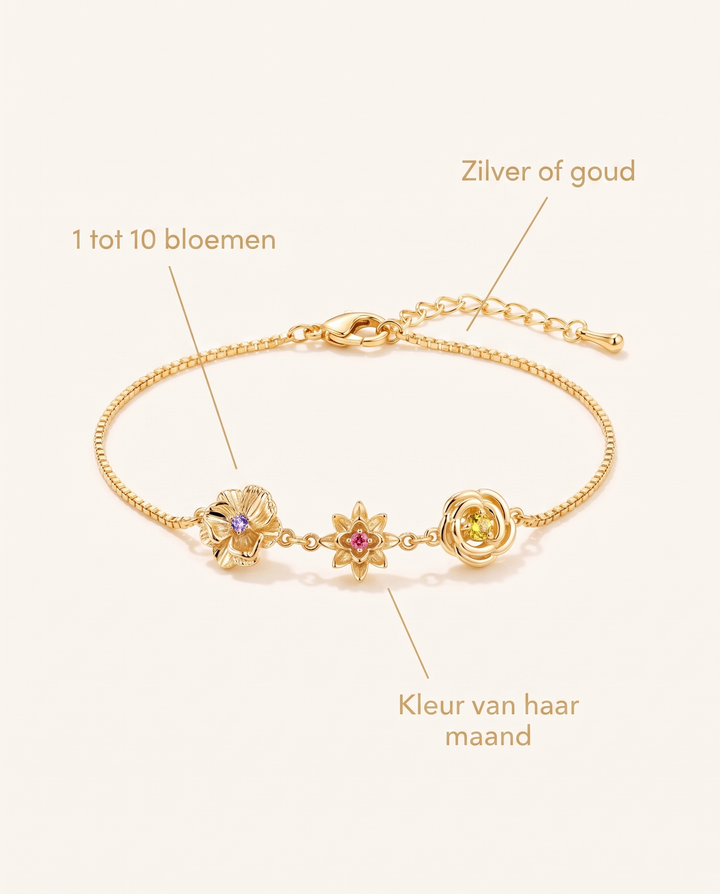 Fødselsblomst-armbånd - Én blomst pr. barn