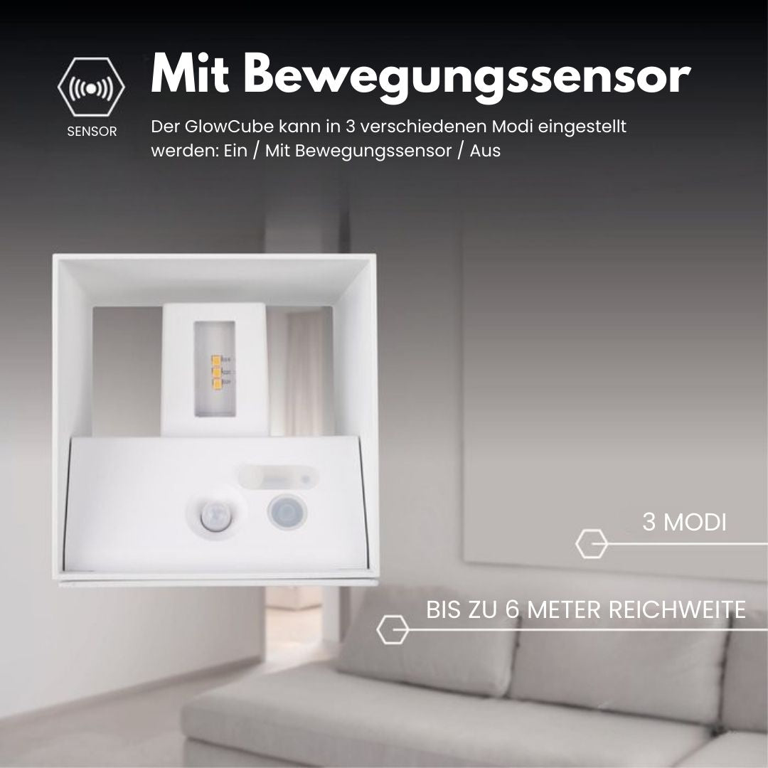 Trådløs Væglampe til Indendørs og Udendørs Brug | LED-lampe med Batteri og Sensor | GlowCube