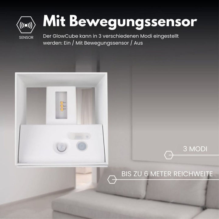 Trådløs Væglampe til Indendørs og Udendørs Brug | LED-lampe med Batteri og Sensor | GlowCube