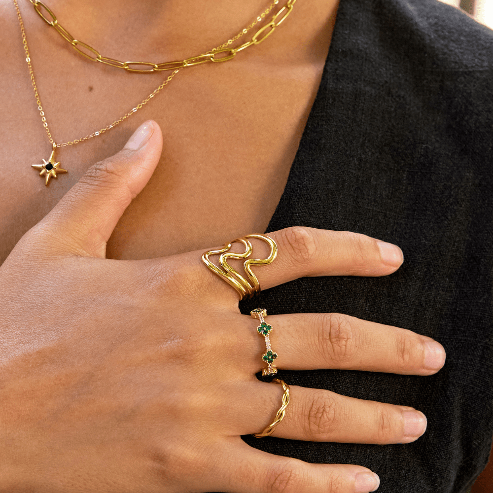 Guld Bølger Wrap Ring