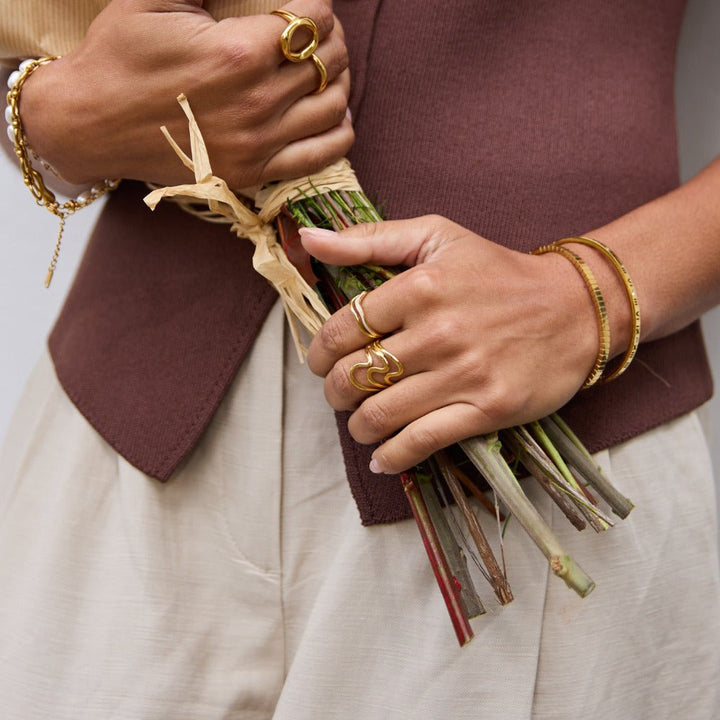 Guld Bølger Wrap Ring