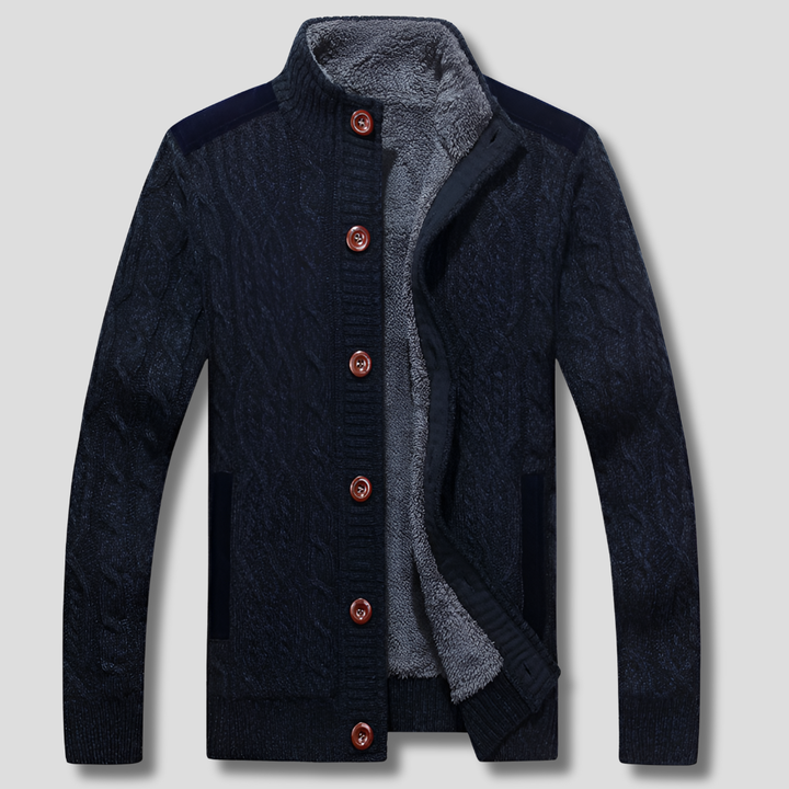 Herrecardigan med plysfor