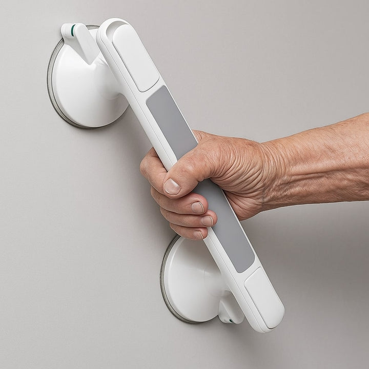 Støttehåndtag til bruser, badekar eller toilet | Sugekopshåndtag til ældre uden boring | SeniGrip