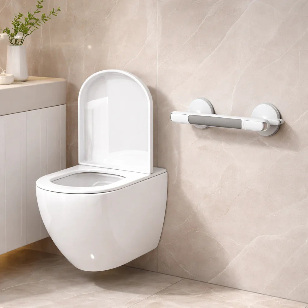 Støttehåndtag til bruser, badekar eller toilet | Sugekopshåndtag til ældre uden boring | SeniGrip