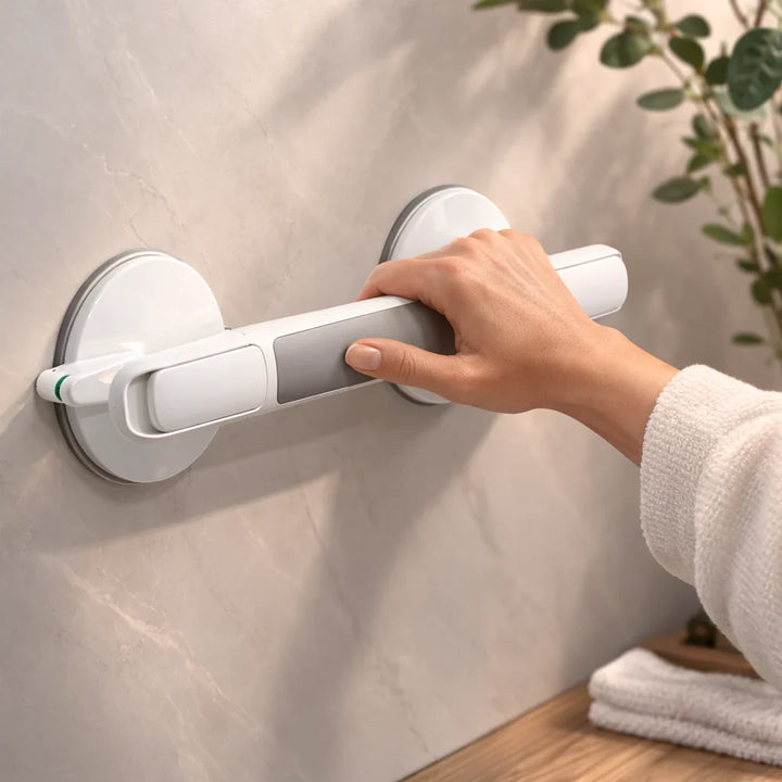 Støttehåndtag til bruser, badekar eller toilet | Sugekopshåndtag til ældre uden boring | SeniGrip