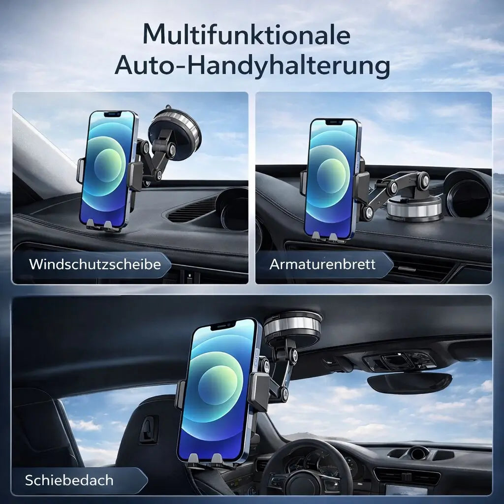 Mobilholder til bilen med sugekop | 360° drejelig holder til instrumentbræt og forrude