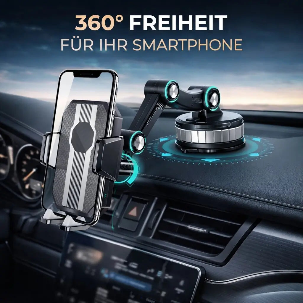 Mobilholder til bilen med sugekop | 360° drejelig holder til instrumentbræt og forrude