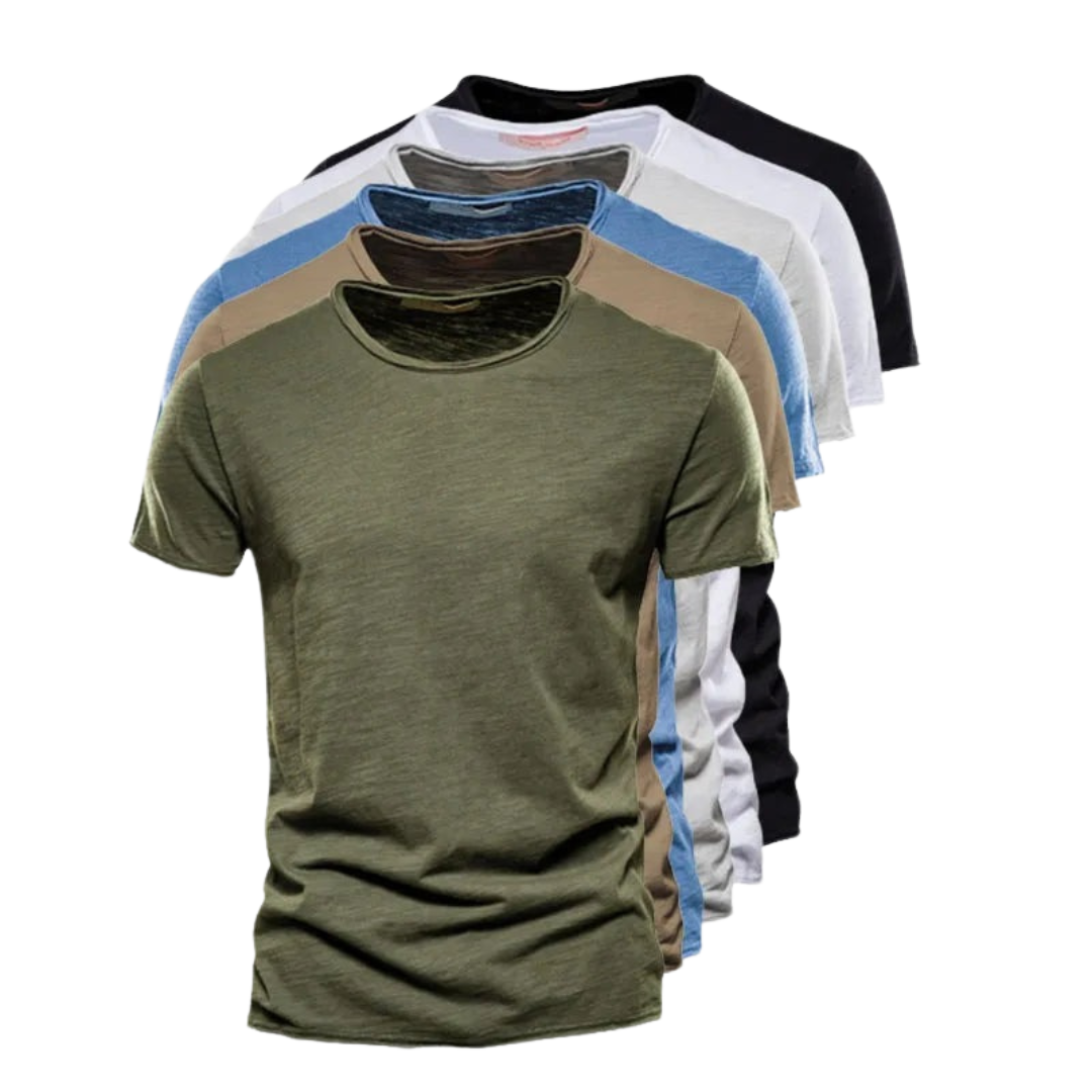 T-shirt til mænd med rund hals og slub-garnstruktur