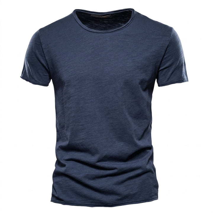 T-shirt til mænd med rund hals og slub-garnstruktur