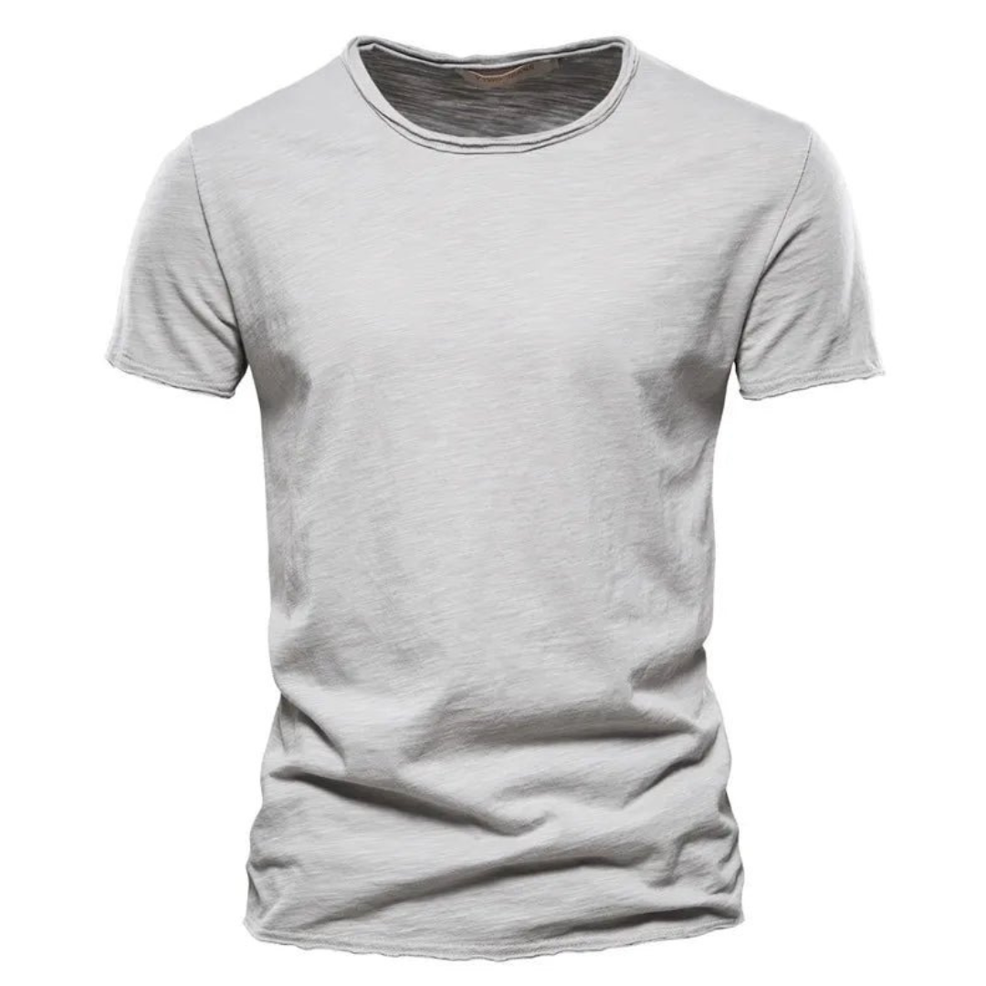 T-shirt til mænd med rund hals og slub-garnstruktur
