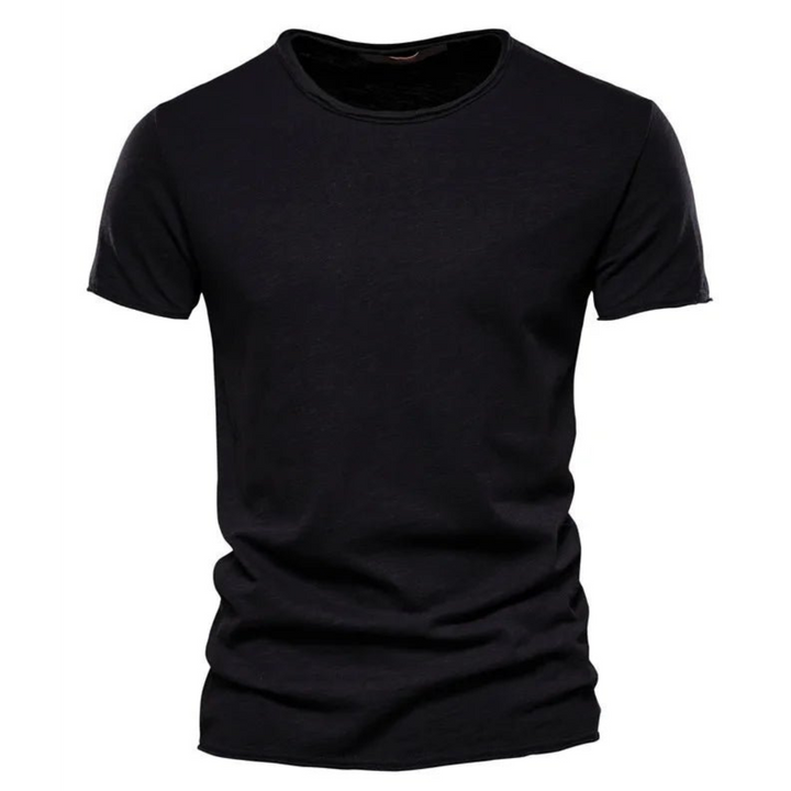 T-shirt til mænd med rund hals og slub-garnstruktur