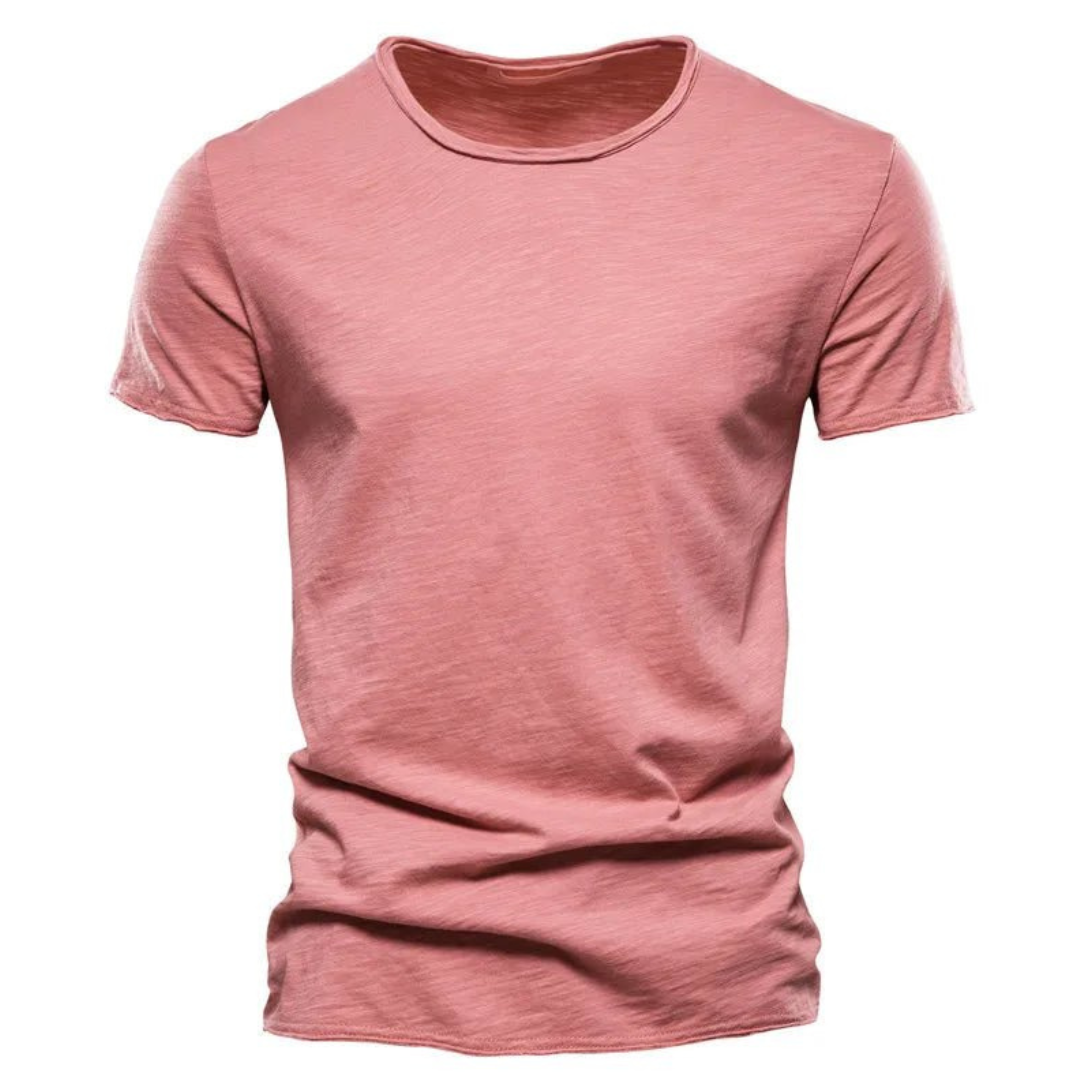 T-shirt til mænd med rund hals og slub-garnstruktur