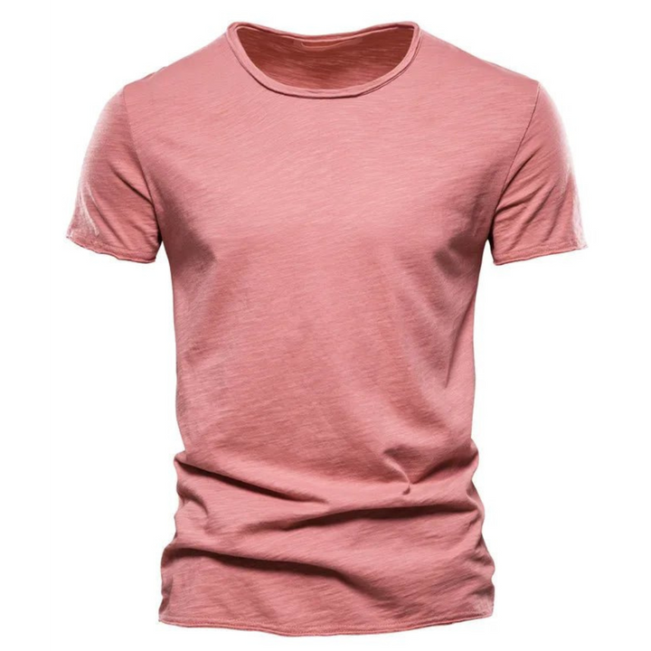 T-shirt til mænd med rund hals og slub-garnstruktur
