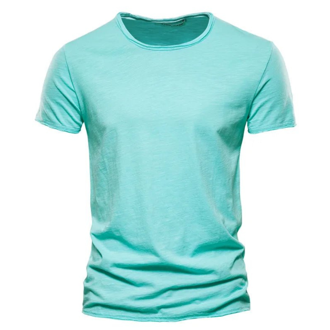 T-shirt til mænd med rund hals og slub-garnstruktur