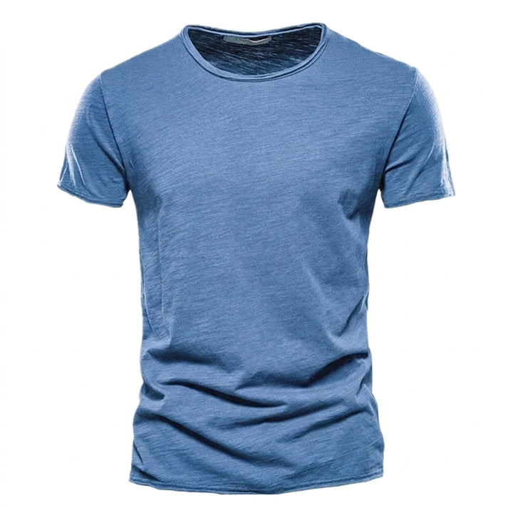 T-shirt til mænd med rund hals og slub-garnstruktur