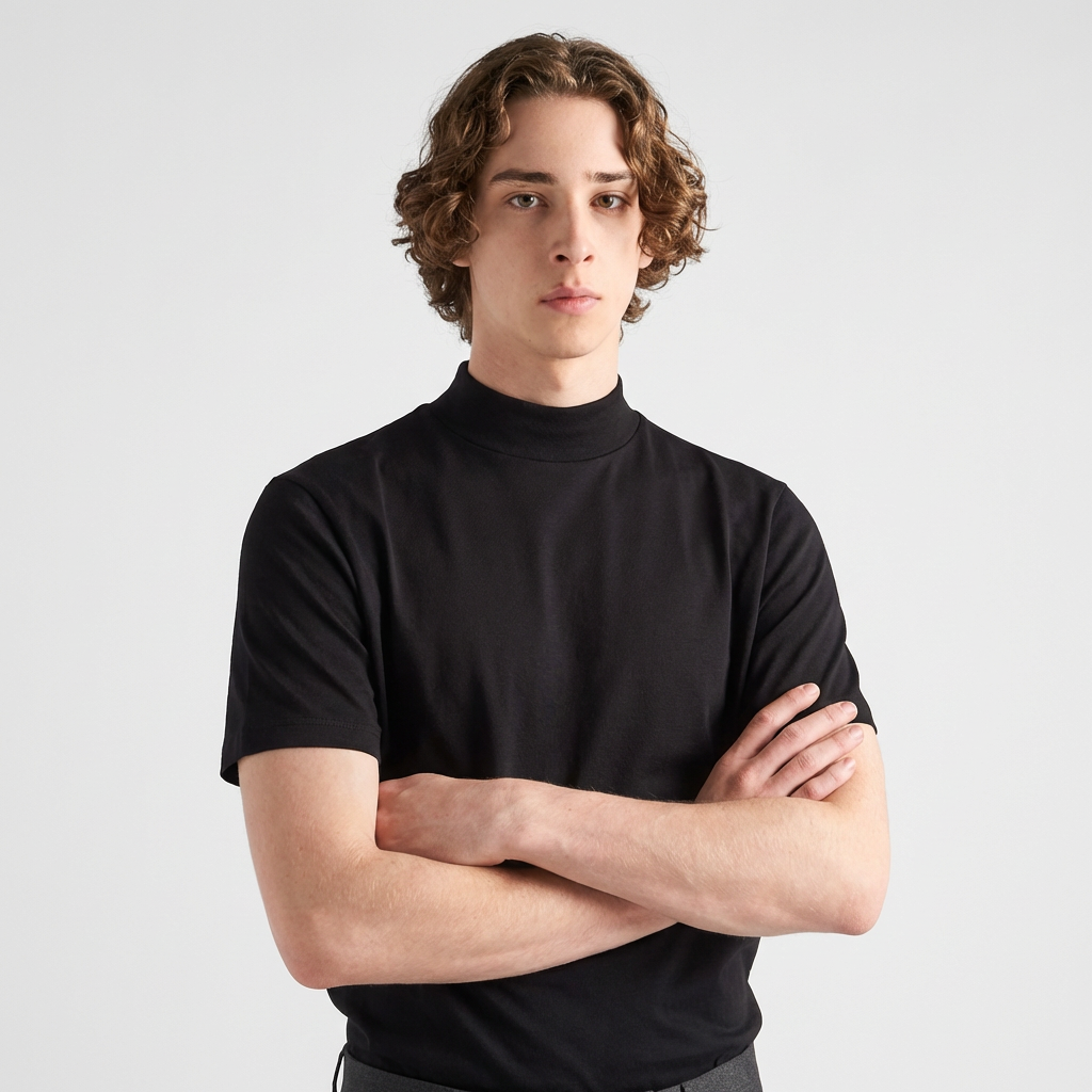 Herre T-shirt med høj krave