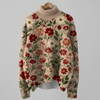 Vintage julekunstprint strikket rullekrave-pullover