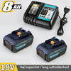 2×8,0 Ah 18V reservebatterier + oplader