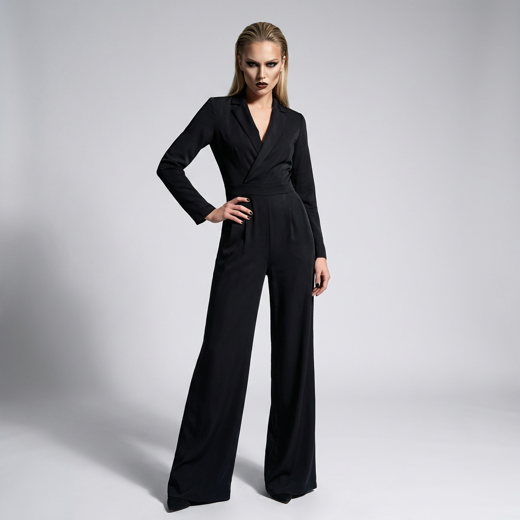 Bred stroppe damejumpsuit – Slank silhuet